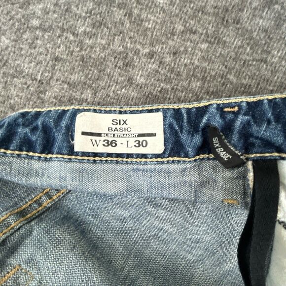 Buffalo David Bitton Jeans Mens 36x30 Blue Six Basic Slim Straight Denim Cotton - Picture 5 of 9